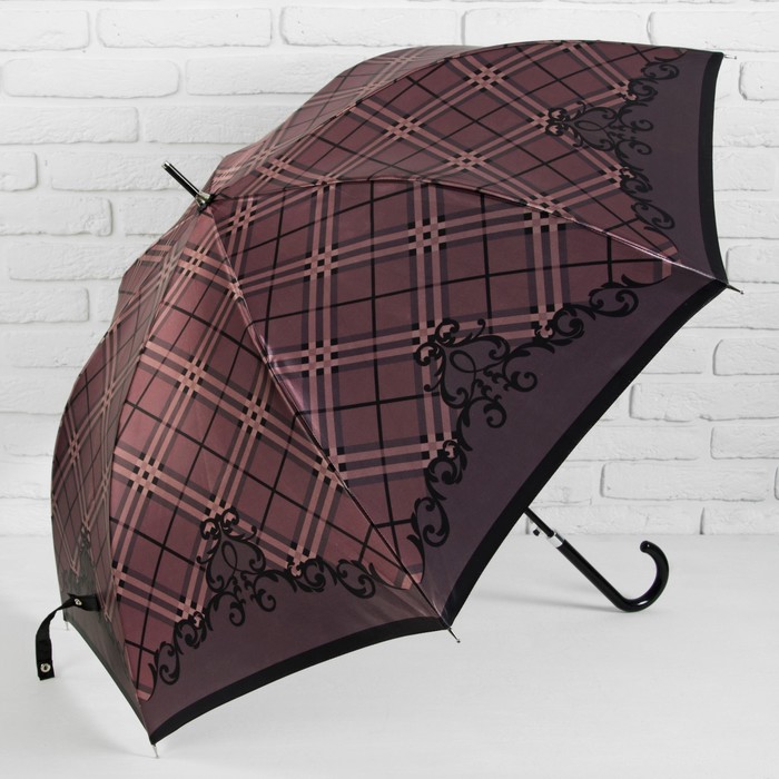 Зонт-трость "Клетка", механический, R=56, цвет розовый