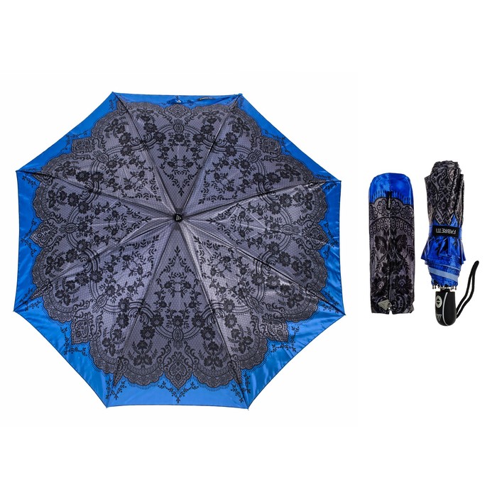 Зонт автоматический "Узор", R=52см, цвет синий/серый