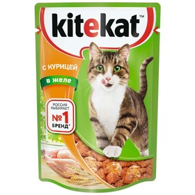 Влажный корм KiteKat для кошек, курица в желе, пауч, 85 г Ош