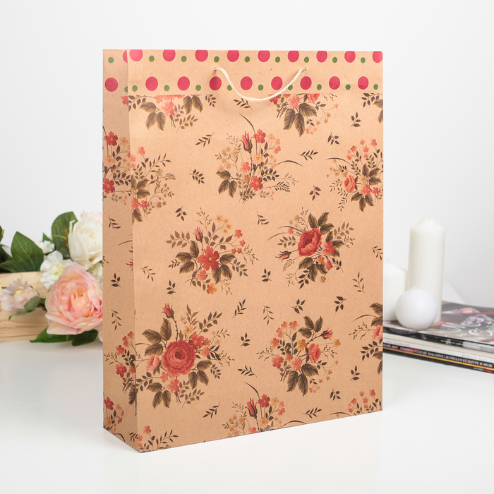 Пакет крафт "Букет", 31,5 х 9,5 х 41,5 см