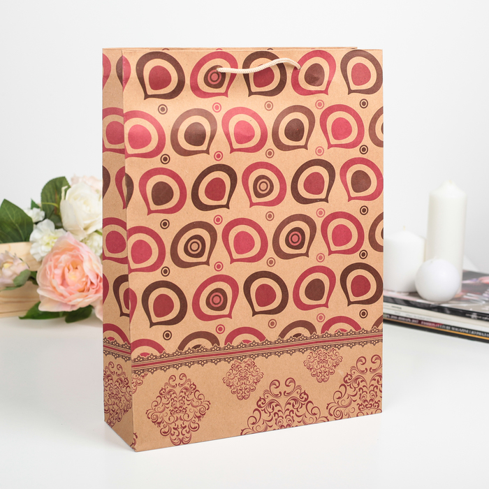 Пакет крафт "Узор", 31,5 х 9,5 х 41,5 см