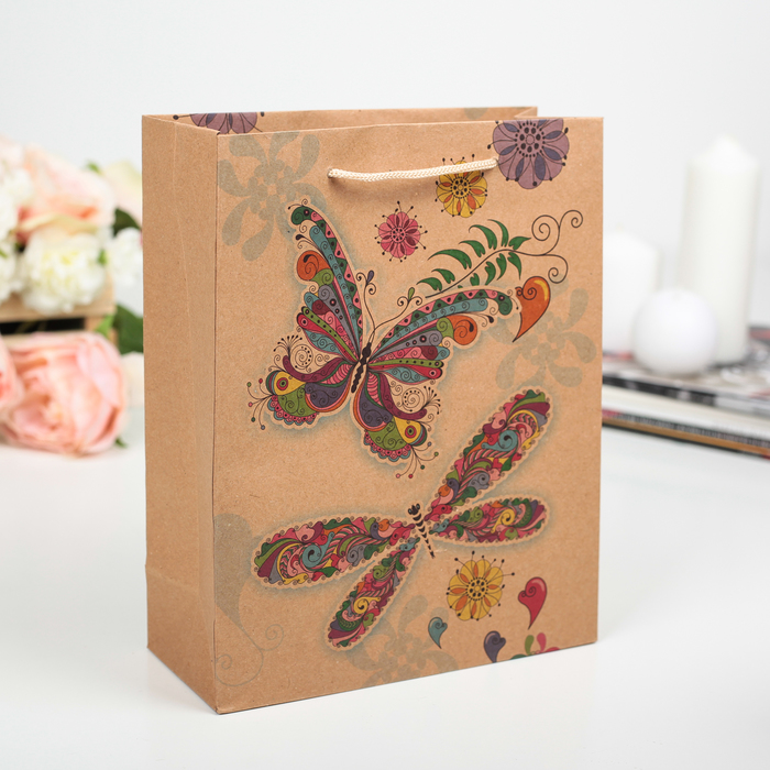 Пакет крафт "Бабочка", 31,5 х 9,5 х 41,5 см