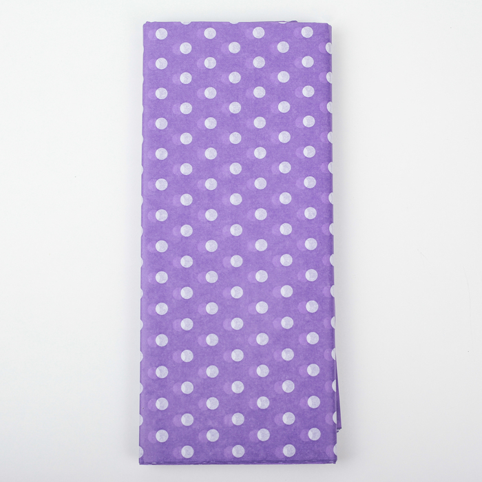 Бумага упаковочная тишью "Горох", фиолетовый, 50 х 66 см