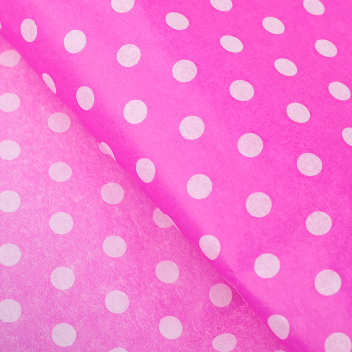 Бумага упаковочная тишью "Горох", розовый, 50 х 66 см