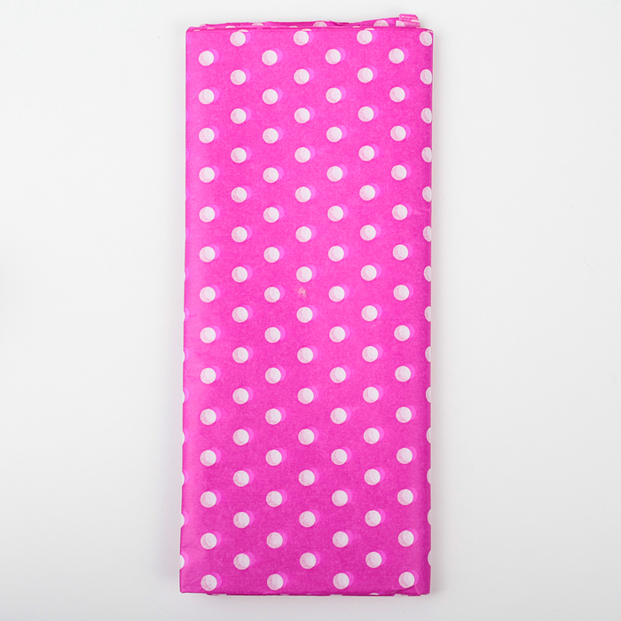 Бумага упаковочная тишью "Горох", розовый, 50 х 66 см