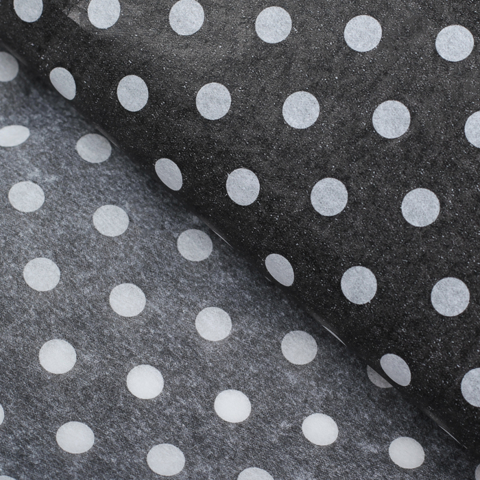 Бумага упаковочная тишью "Горох", черный, 50 х 66 см