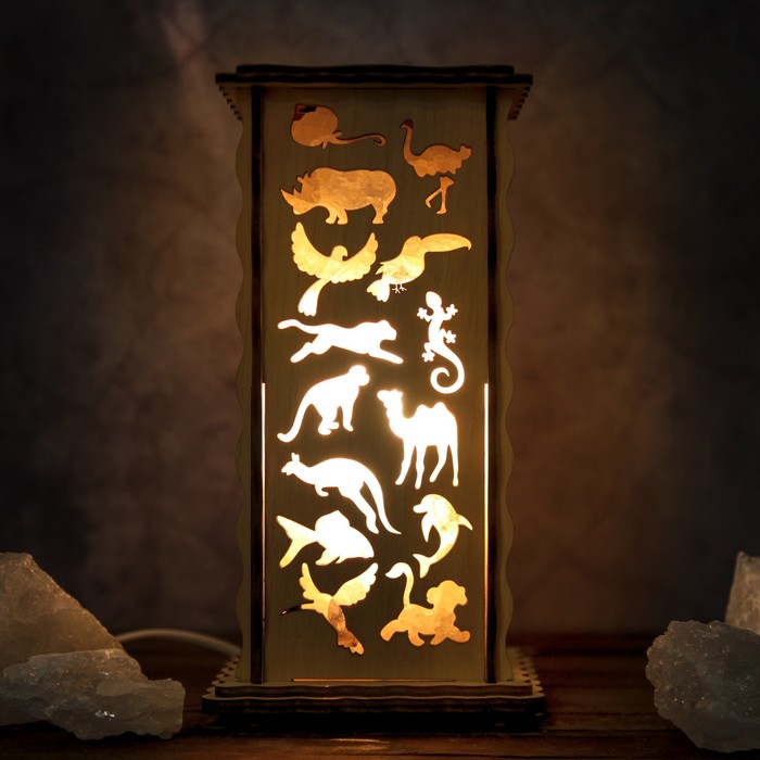 Соляной светильник "Животные", 20 х 12 см, деревянный декор