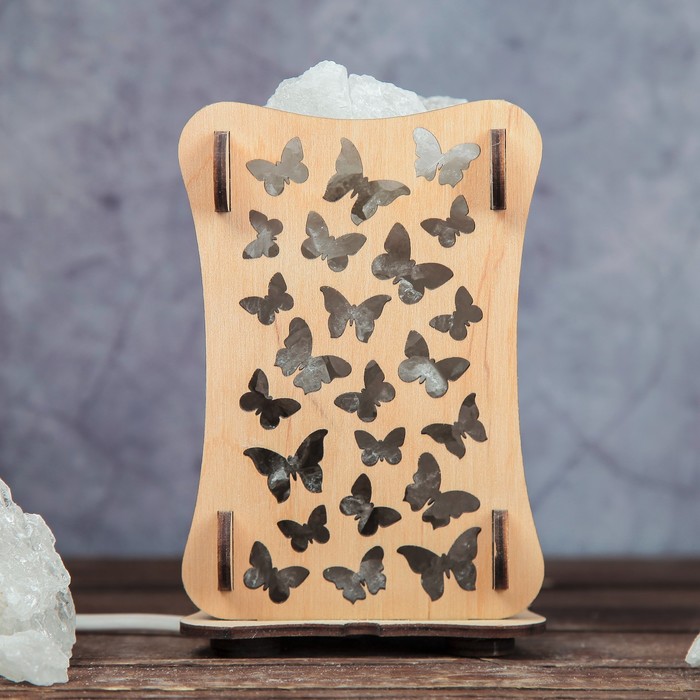 Соляной светильник "Бабочки", 9 х 14 см, деревянный декор