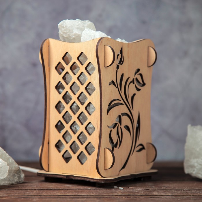 Соляной светильник "Розы", 9 х 14 см, деревянный декор