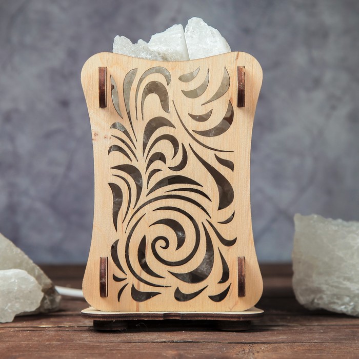 Соляной светильник "Листья", 9 х 14 см, деревянный декор