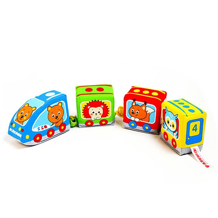 Развивающая мягкая игрушка "Хрустящий паровозик: Лесные животные"