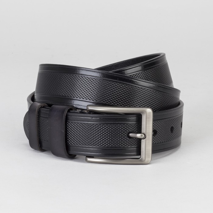 Ремень мужской, винт, перфорация по середине, пряжка тёмный металл, цвет чёрный