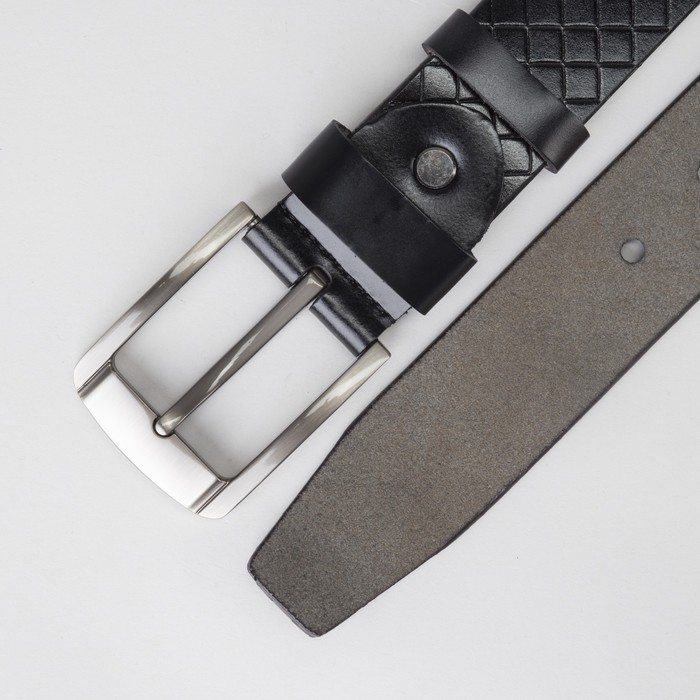 Ремень мужской, винт, пряжка тёмный металл, цвет чёрный