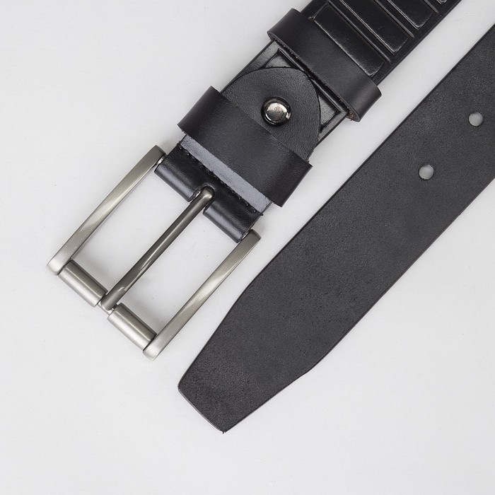 Ремень мужской, винт, пряжка тёмный металл, цвет чёрный