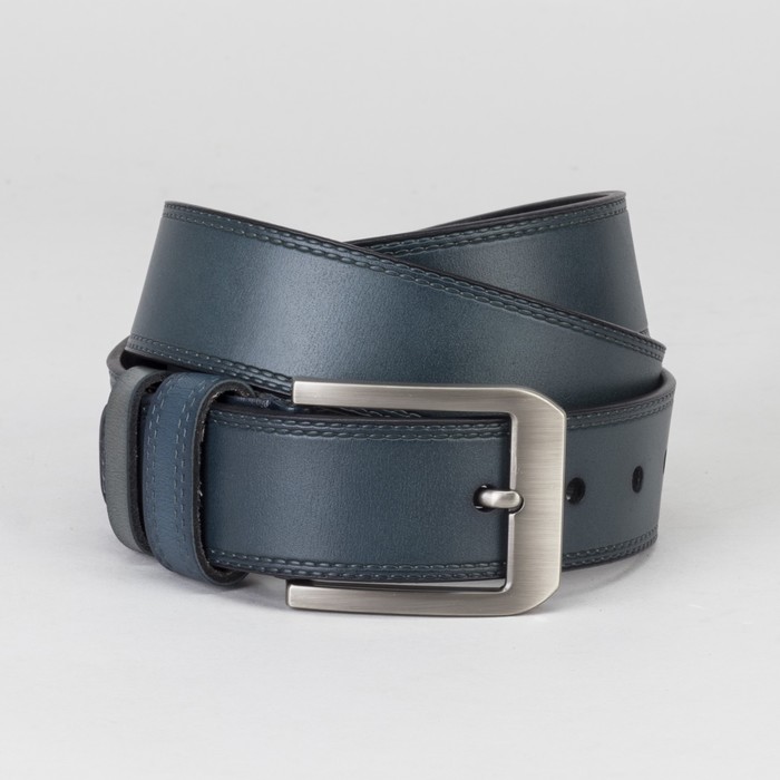Ремень мужской, винт, пряжка тёмный металл, цвет синий