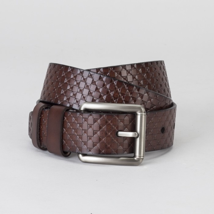 Ремень мужской, винт, пряжка тёмный металл, цвет рыжий