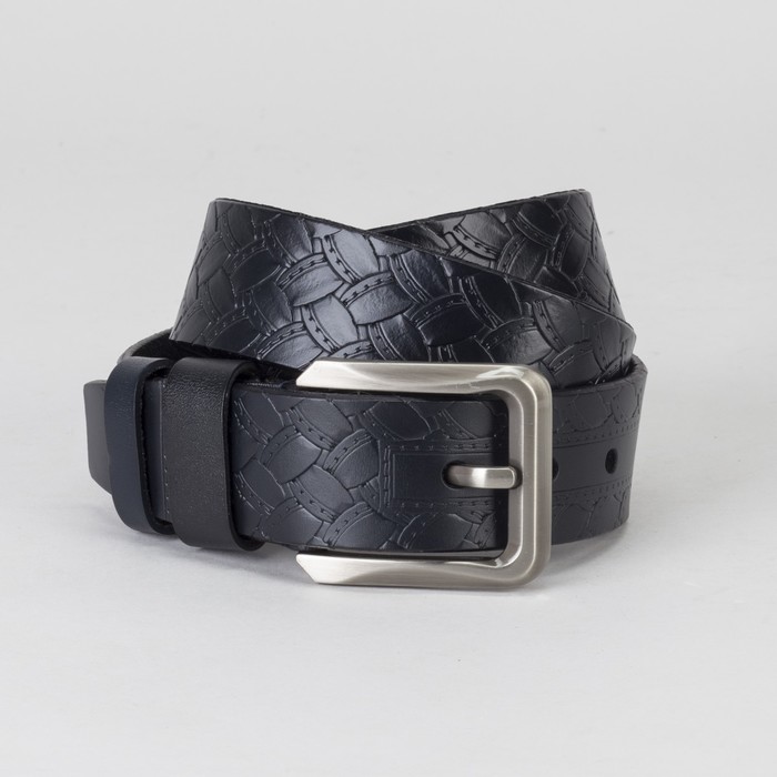 Ремень мужской, винт, пряжка тёмный металл, цвет синий