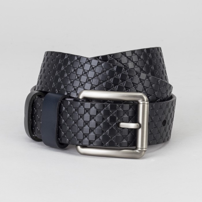 Ремень мужской, винт, пряжка тёмный металл, цвет синий