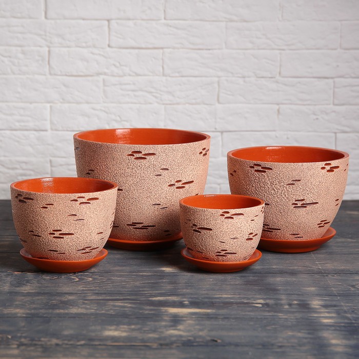 Набор горшков цветочных Арлекино лагуна 4 шт. Береста