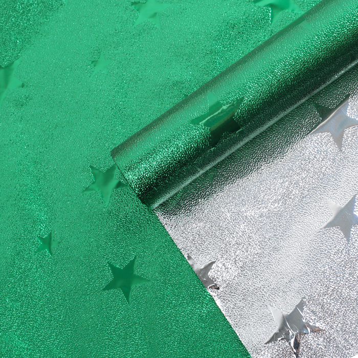 Плёнка металлизированная "Звезды", зеленый, 0,7 х 2 м