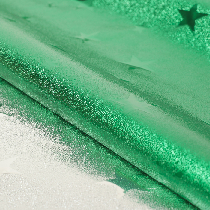 Плёнка металлизированная "Звезды", зеленый, 0,7 х 2 м