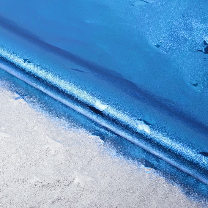 Плёнка металлизированная "Звезды", синий, 0,7 х 2 м