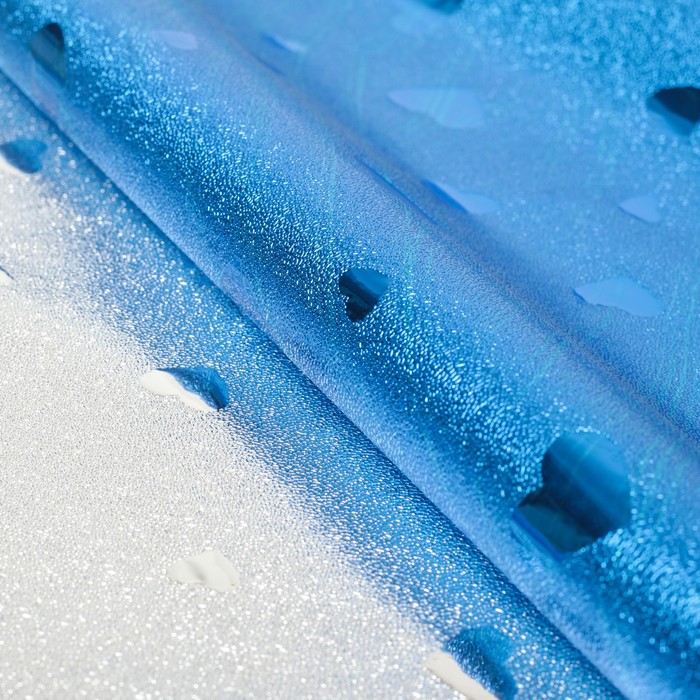 Плёнка металлизированная "Сердца", синий, 0,7 х 2 м