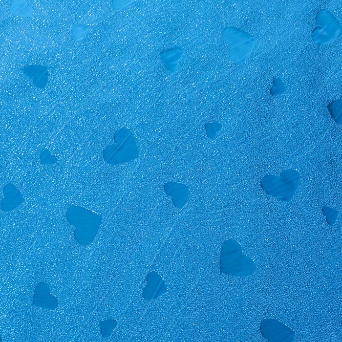 Плёнка металлизированная "Сердца", синий, 0,7 х 2 м