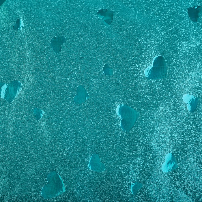 Плёнка металлизированная "Сердца", бирюза, 0,7 х 2 м