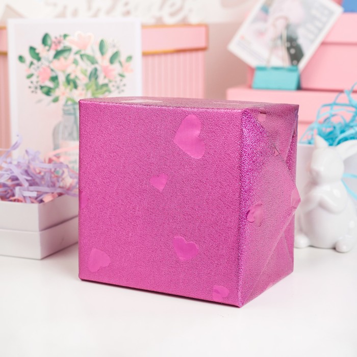 Плёнка металлизированная "Сердца", красный, 0,7 х 2 м