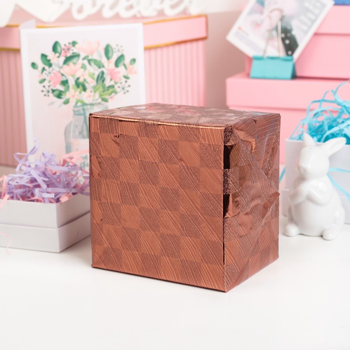 Плёнка металлизированная "Клетка", розовый, 0,7 х 2 м