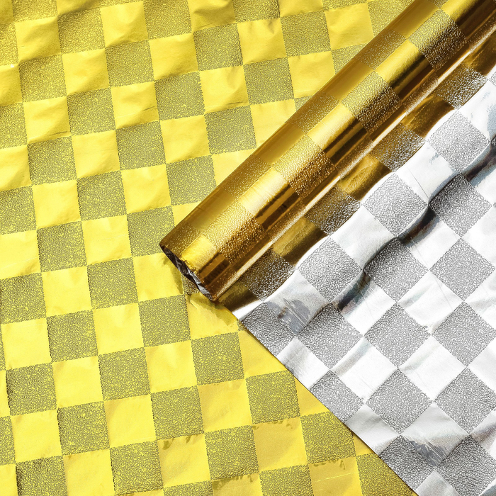 Плёнка металлизированная "Клетка", золото, 0,7 х 2 м