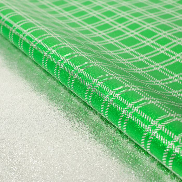 Плёнка металлизированная "Клетка", зеленый, 70 х 100 см