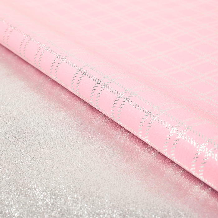 Плёнка металлизированная "Клетка", розовый, 70 х 100 см