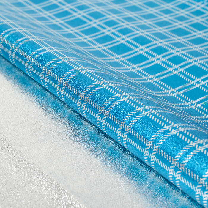 Плёнка металлизированная "Клетка", голубой, 70 х 100 см