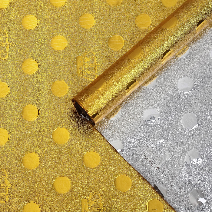 Плёнка металлизированная "Горошек", золото, 0,7 х 2 м
