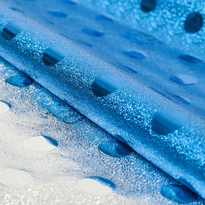 Плёнка металлизированная "Горошек", синий, 0,7 х 2 м