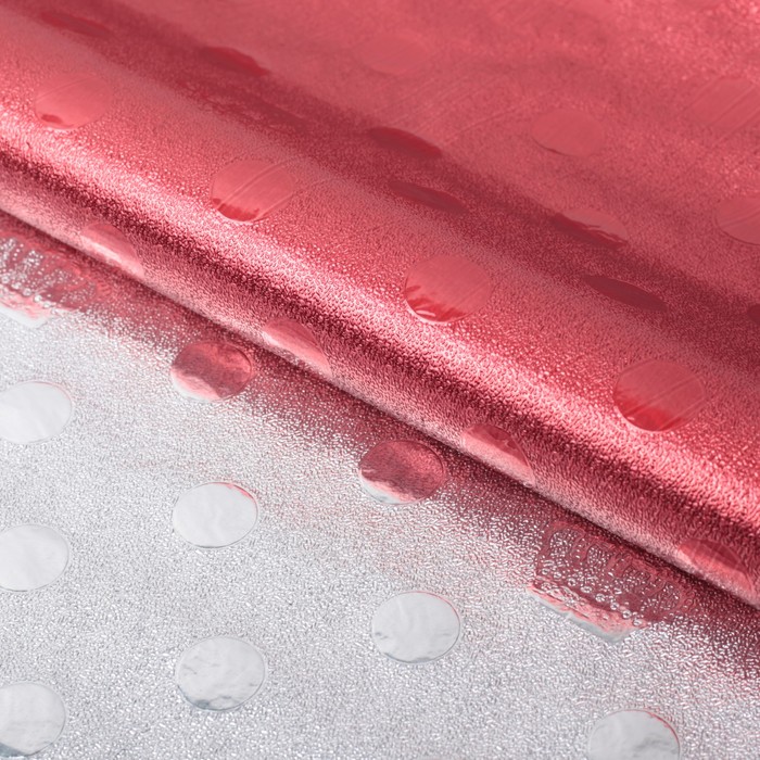 Плёнка металлизированная "Горошек", красный, 0,7 х 2 м