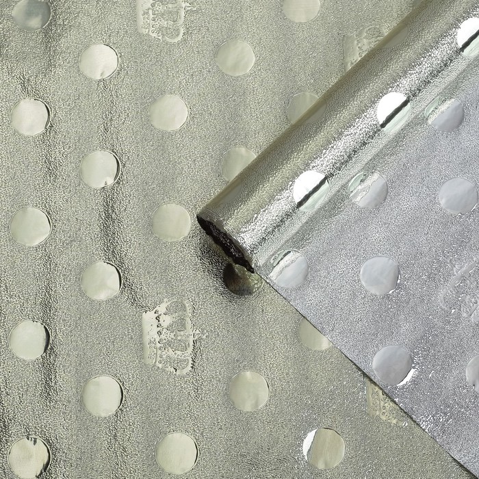 Плёнка металлизированная "Горошек", серебро, 0,7 х 2 м