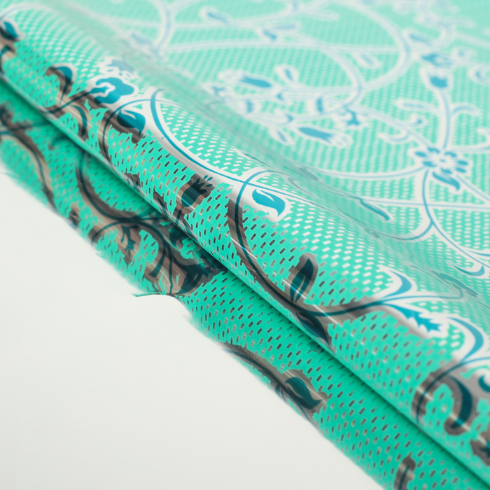 Плёнка металлизированная "Цветочный узор", бирюзовый, 50 х 70 см