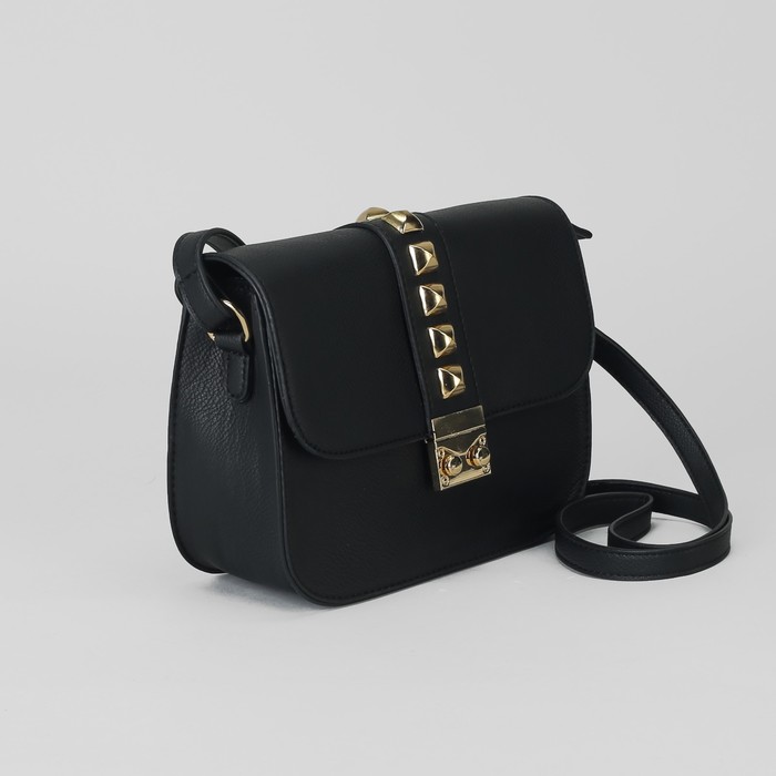 Сумка женская, отдел на молнии, наружный карман, длинный ремень, цвет чёрный