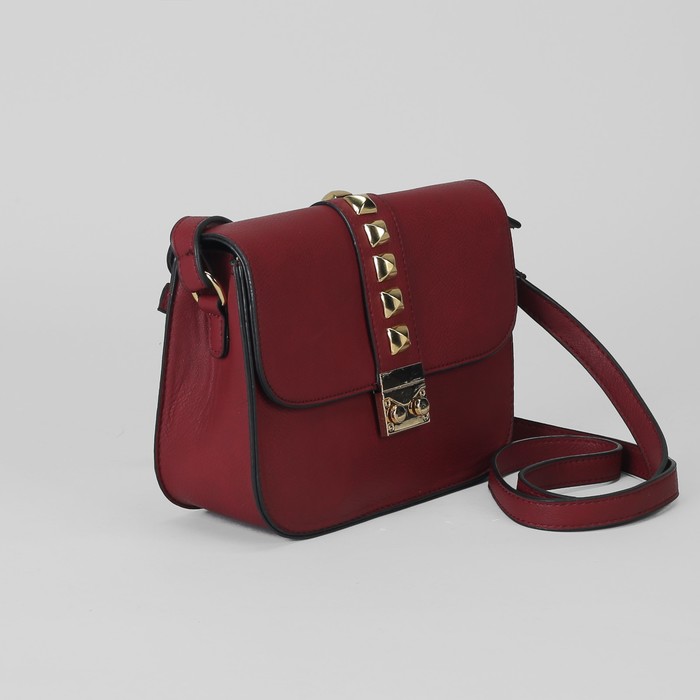 Сумка женская, отдел на молнии, наружный карман, длинный ремень, цвет бордовый