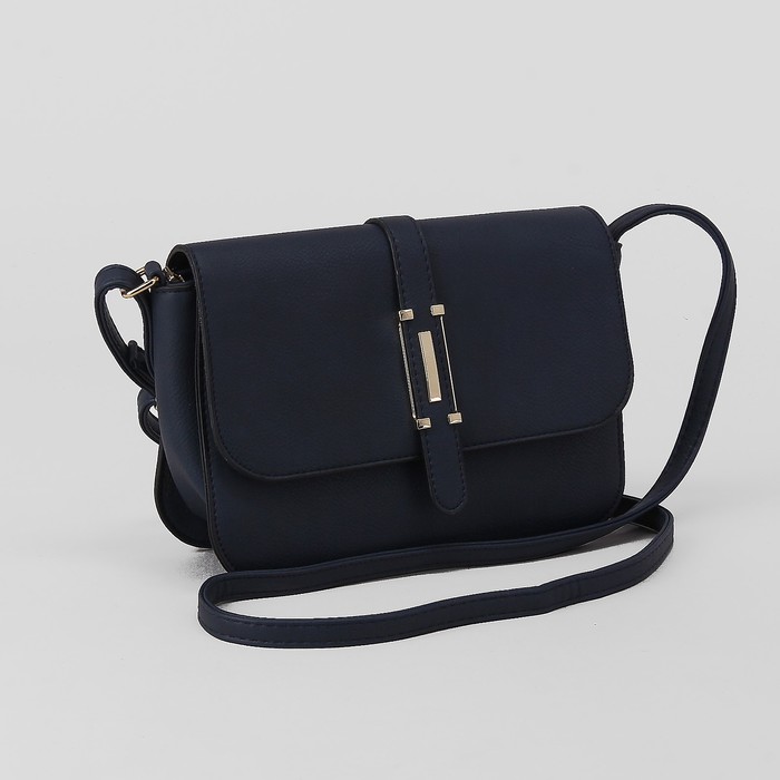 Сумка женская, отдел на молнии, наружный карман, длинный ремень, цвет синий