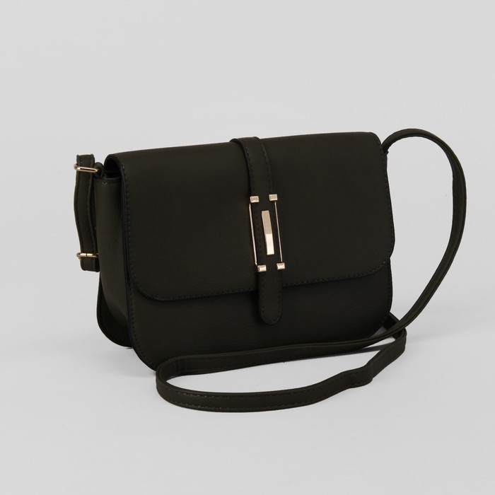 Сумка женская, отдел на молнии, наружный карман, длинный ремень, цвет зелёный