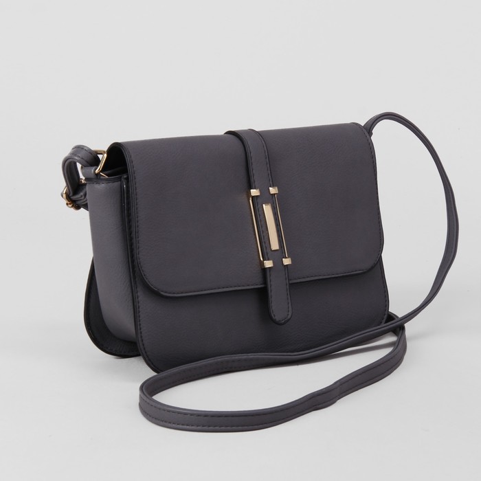 Сумка женская, отдел на молнии, наружный карман, длинный ремень, цвет серый