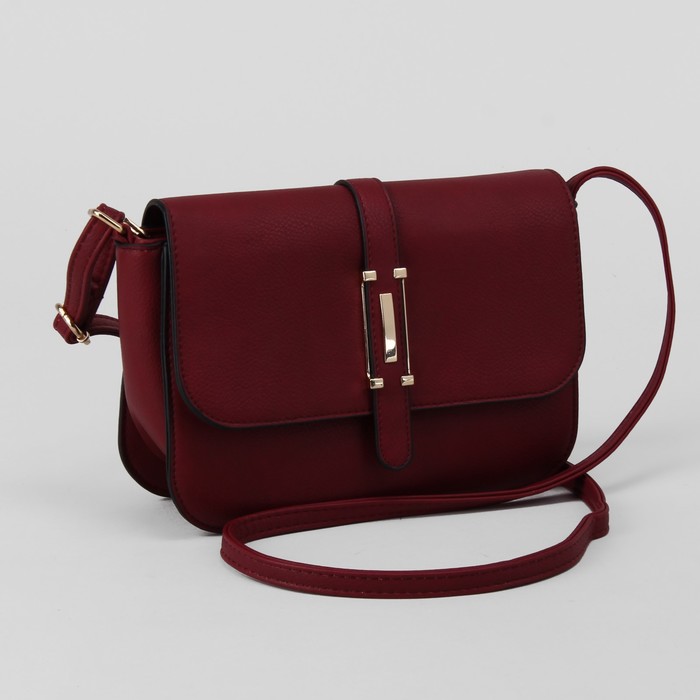 Сумка женская, отдел на молнии, наружный карман, длинный ремень, цвет бордовый