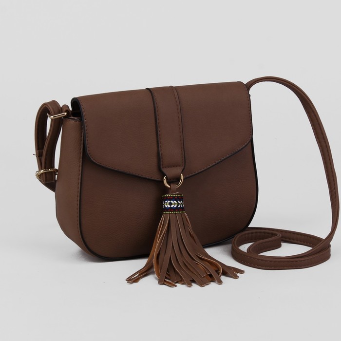 Сумка женская, отдел на молнии, наружный карман, длинный ремень, цвет хаки