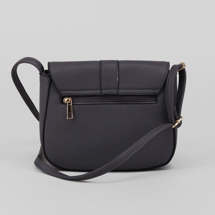 Сумка женская, отдел на молнии, наружный карман, длинный ремень, цвет серый