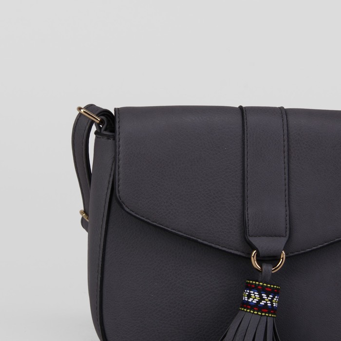 Сумка женская, отдел на молнии, наружный карман, длинный ремень, цвет серый