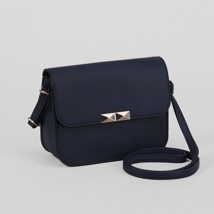 Сумка женская, отдел на молнии, наружный карман, длинный ремень, цвет синий